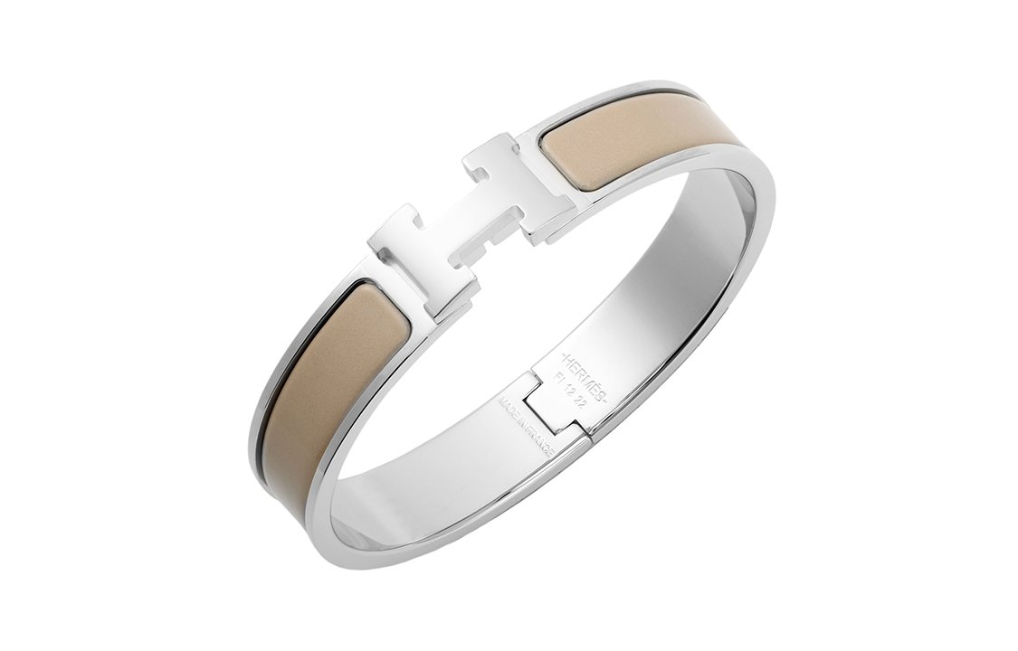 HERMES Clic H Bracelet Beige Brown Silver Marron Glacé H700001FP19 圖 4