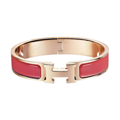 HERMES Clic H Bracelet Rose Gold Coral Red. H700001FO95PM