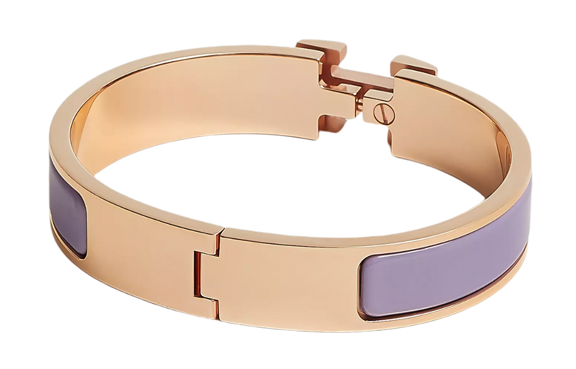 Lookbook 에르메스 클릭 H 팔찌 로즈 골드/라일락 퍼플 H700001FO47PM