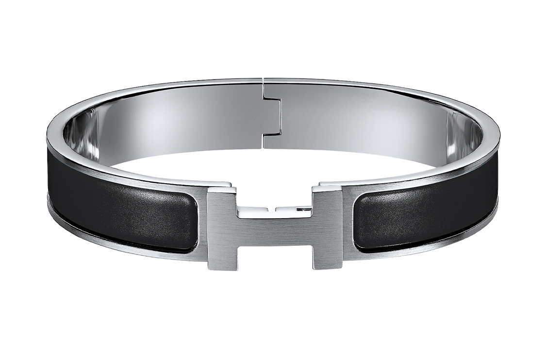 HERMES Clic H Matte Black Enamel Bracelet Unisex Couple Gift Box Edition H703203FB01