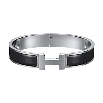 HERMES Clic H Matte Black Enamel Bracelet Unisex Couple Gift Box Edition H703203FB01