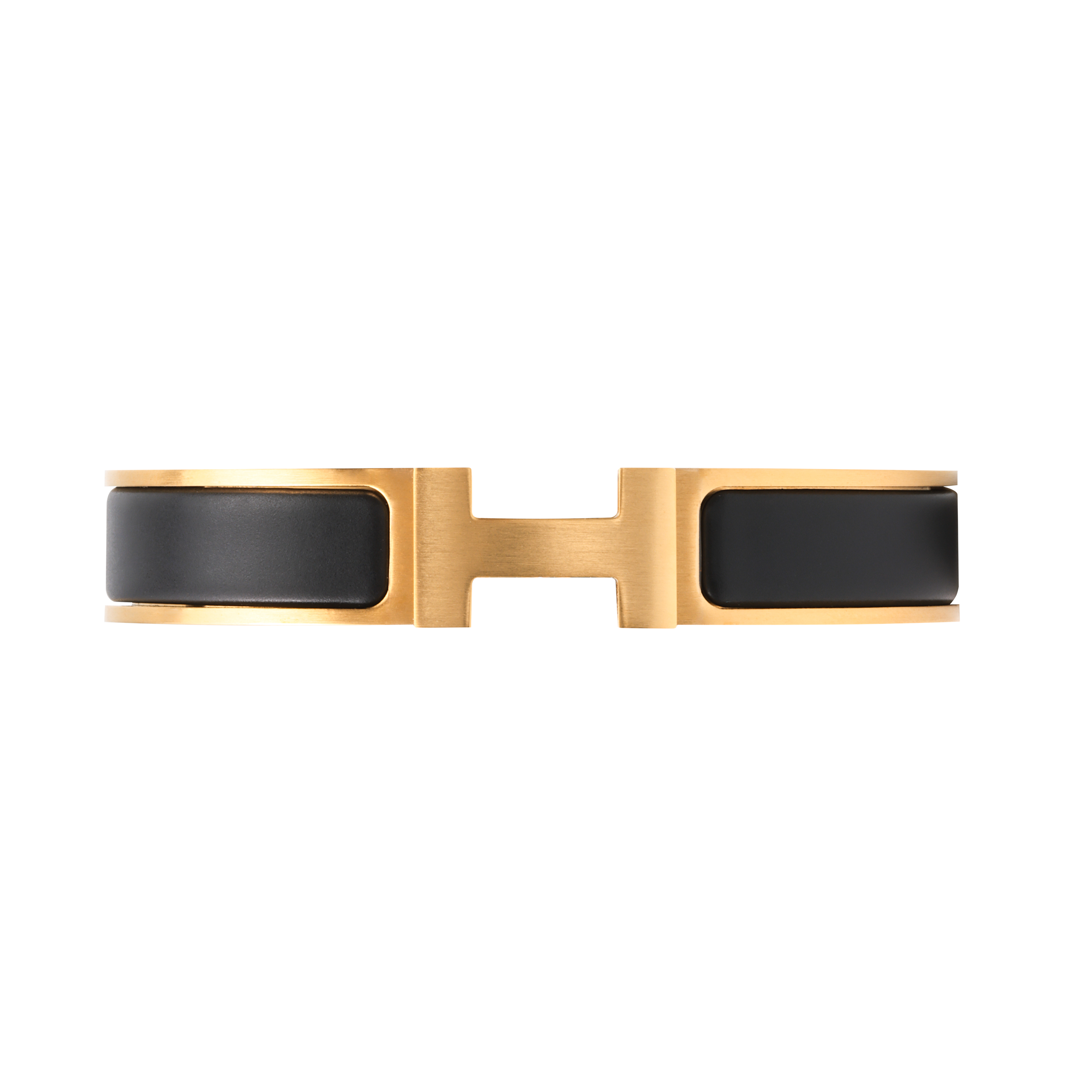HERMES Clic HH Matte Gold Enamel Bracelet Black Unisex Couples. H703203FM01