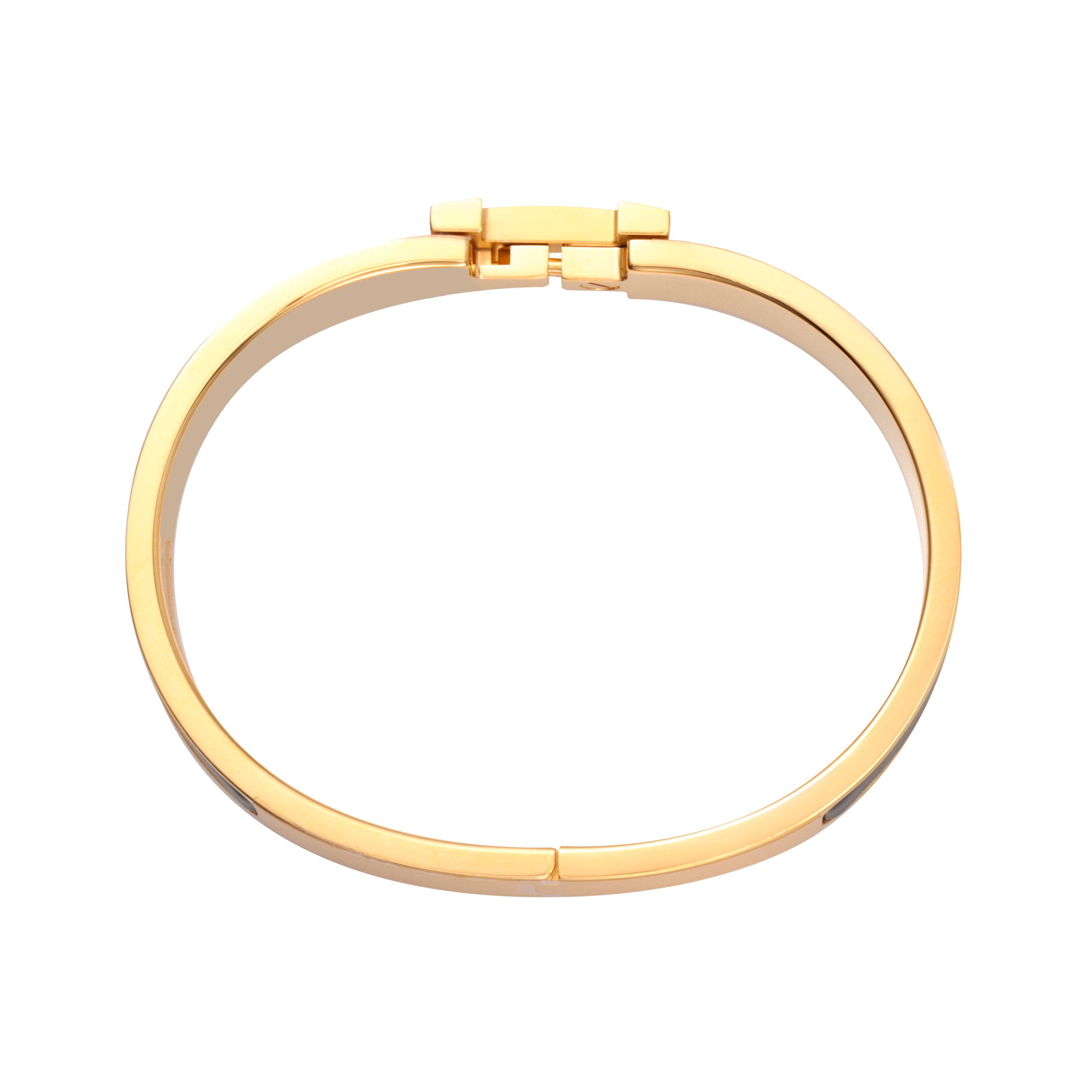 Shop HERMES Clic HH Gelang Emas Matte Enamel Hitam Unisex Pasangan. H703203FM01