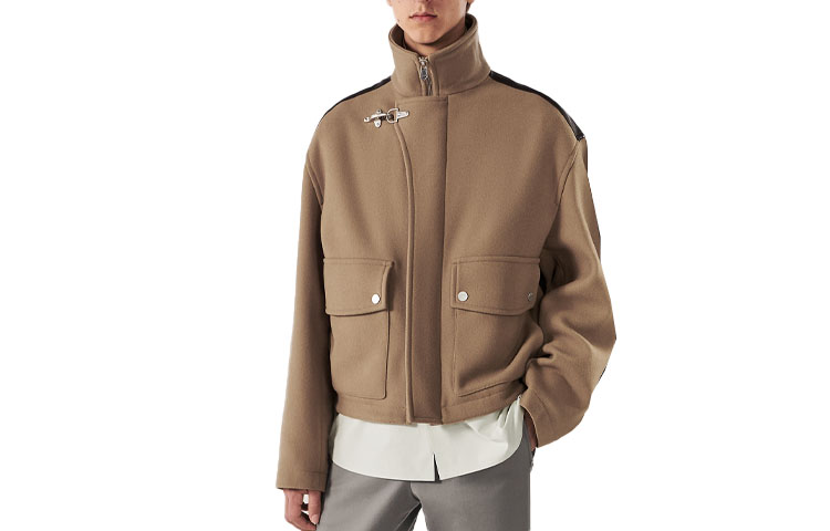 Hermes Color-Block Relaxed Sport Jacket Khaki H362150HK8550