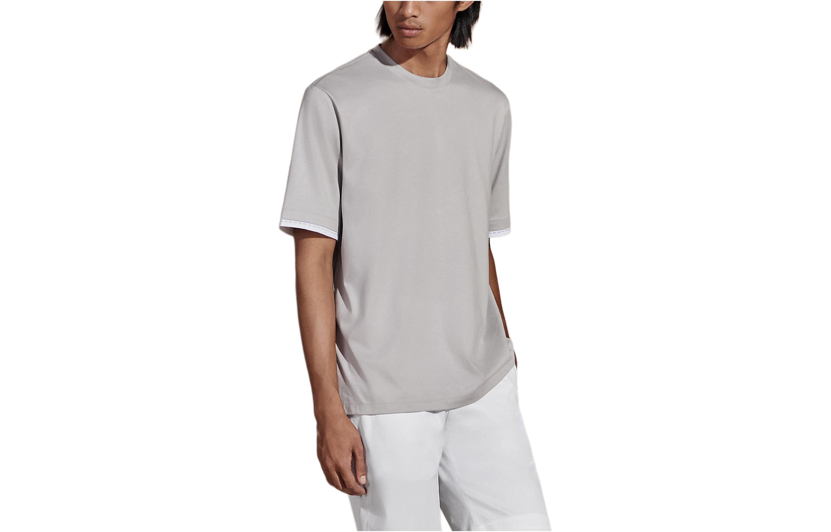 Order HERMES 拼色荷葉邊圓領短袖T恤 霧白 男款 H457940HA94LA