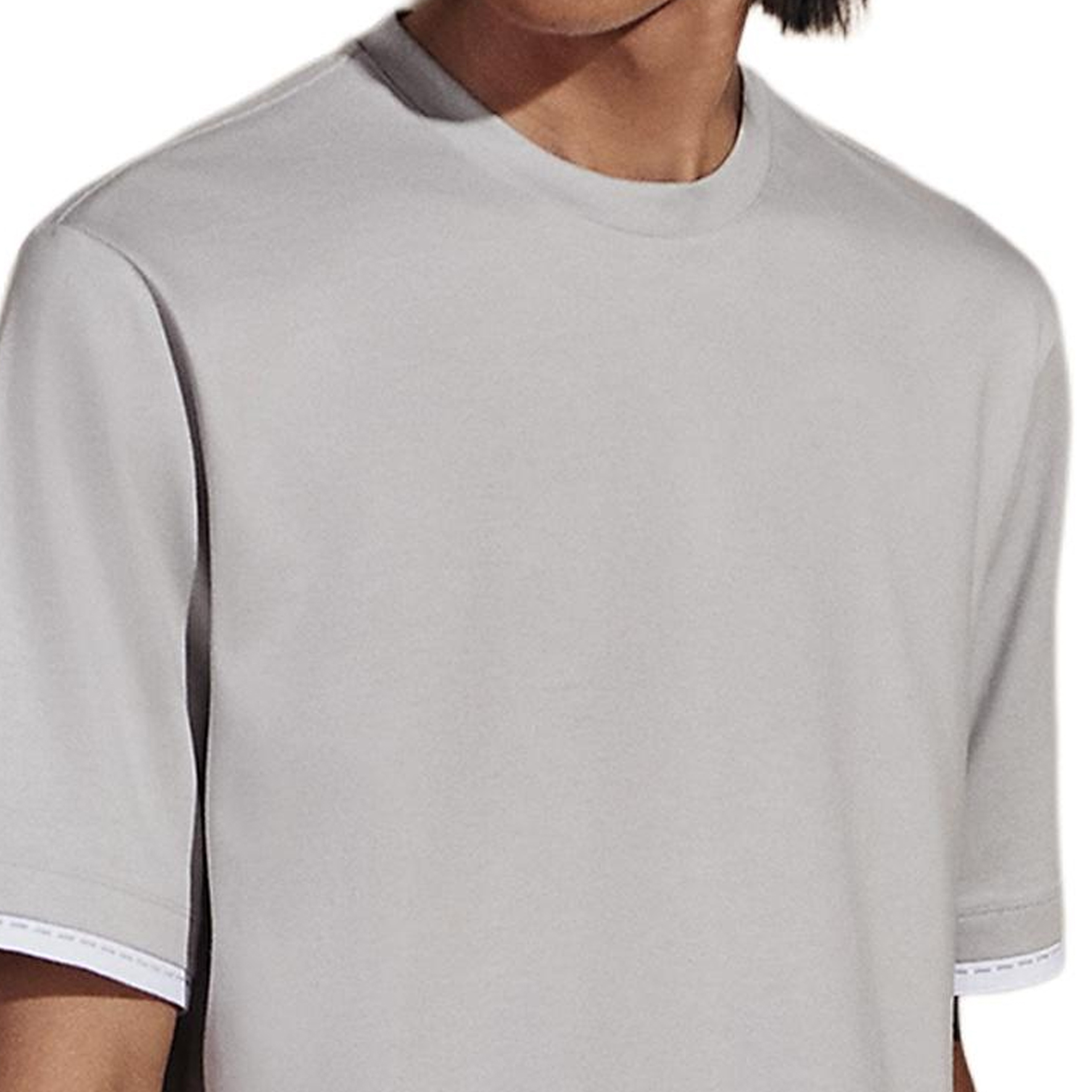 Purchase HERMES 拼色荷葉邊圓領短袖T恤 霧白 男款 H457940HA94LA