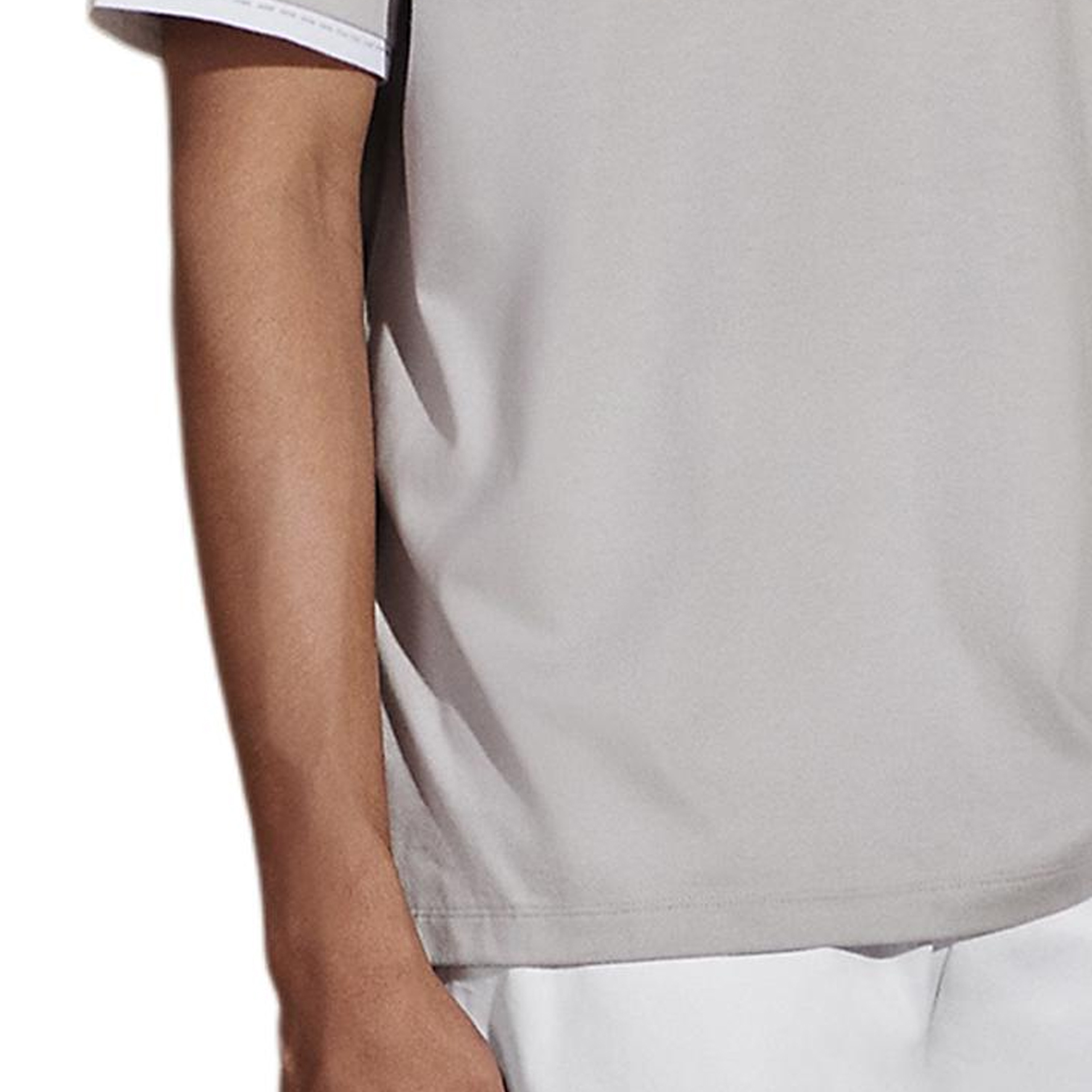 Sizing HERMES 拼色荷葉邊圓領短袖T恤 霧白 男款 H457940HA94LA