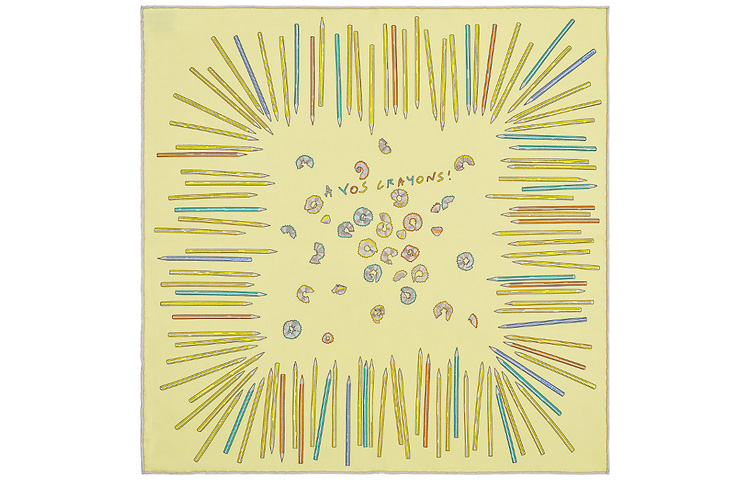 HERMES Colorful Pencil Silk Scarf Yellow H892253S-19