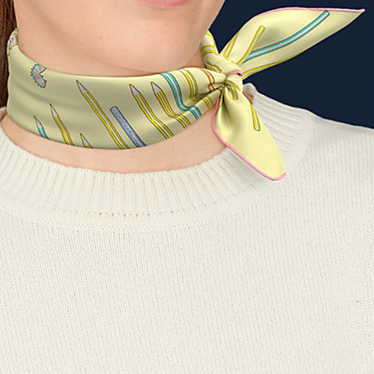 HERMES Colorful Pencil Silk Scarf Yellow H892253S-19 圖 3