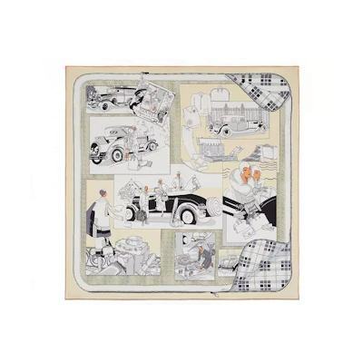 HERMES Confort en Automobile Silk Scarf Unisex Handcrafted, Multiple Colors. H981902S09