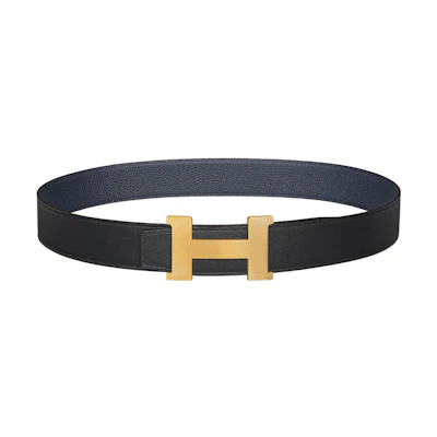 HERMES Constance Black/Midnight Blue Reversible Leather Belt 3.8cm H074562CUZ3-H075387CAAJ105