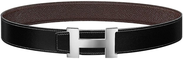 HERMES Constance Reversible Leather Belt Black/Chocolate 3.8cm Silver Buckle H074562CK05-H077971CAAB085 HERMES Constance Reversible Leather Belt Black/Chocolate 3.8cm Silver Buckle H074562CK05-H077971CAAB085