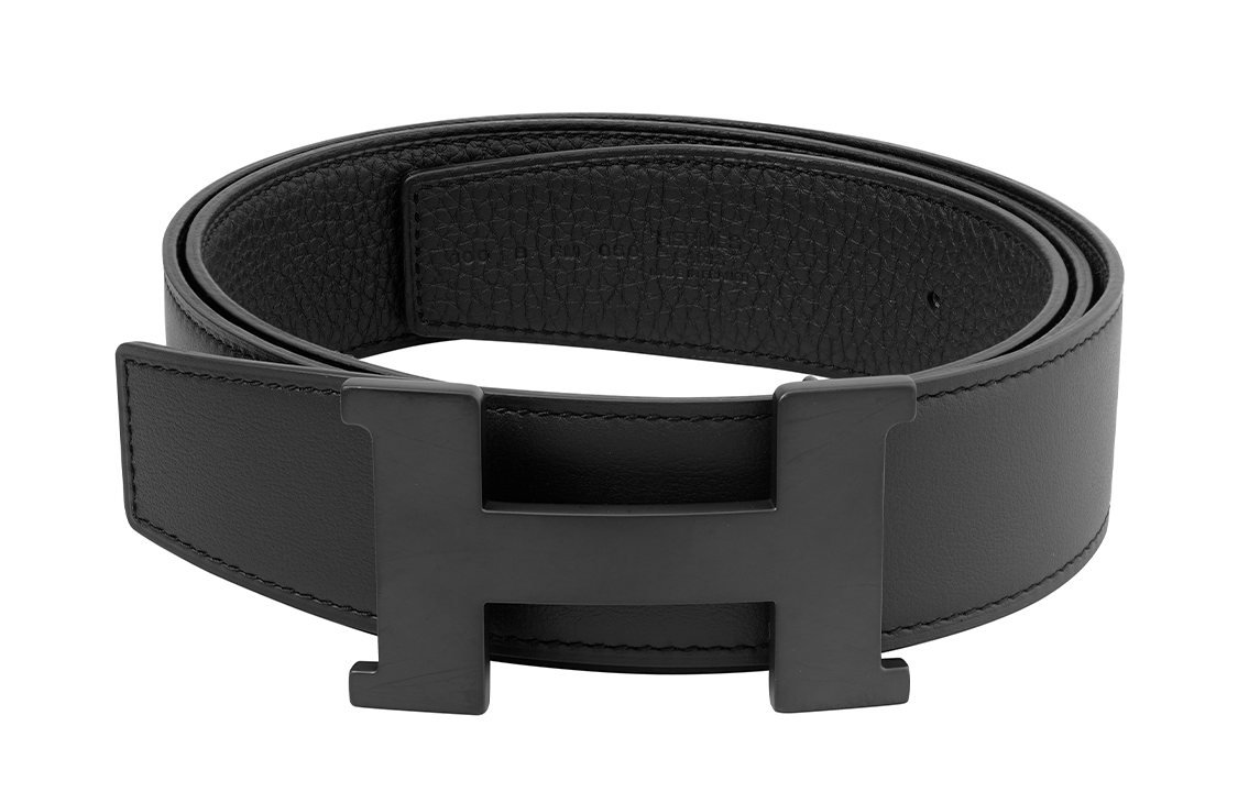 HERMES Constance Black Buckle Togo Leather Belt for Men Black 3.8cm Width H081106CH89-H075387CAAF