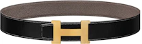 Buy HERMES Constance Ikat Hitam/Abu Togo Calfskin Belt 3.8cm Gesper Emas Reversible. H074562CUZ3-H077971CAAG100