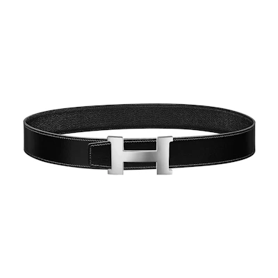 HERMES Constance Black Togo Leather Reversible Belt for Men 3.8cm Silver Buckle H074562CK05 H077971CAAF