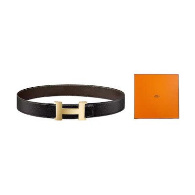 HERMES Constance Box Leather Reversible Belt Black/Ebony 3.8cm Luxury Strap H074562CP2K-H081779CAAA