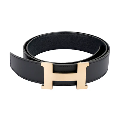 HERMES Constance Gold Buckle Men’s Black Double-sided Leather Belt 3.8cm H074562CUZ3-H075387CAAF