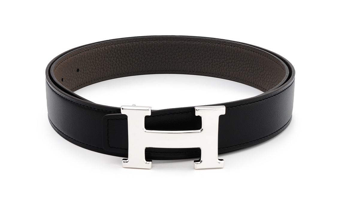 Order HERMES Constance H Hebilla Plata Cinturón Piel Epsom Negro/Gris Estaño 3.2cm H064544CK05-H073967CAAC