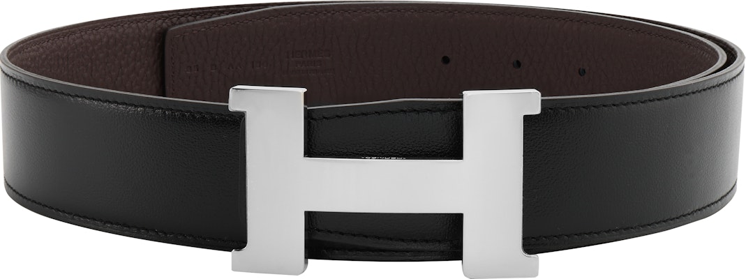 爱马仕 Constance 黑色/巧克力色皮带, 银扣, 3.8cm H074562CK05-H077971CAAB Order 爱马仕 Constance 黑色/巧克力色皮带, 银扣, 3.8cm H074562CK05-H077971CAAB