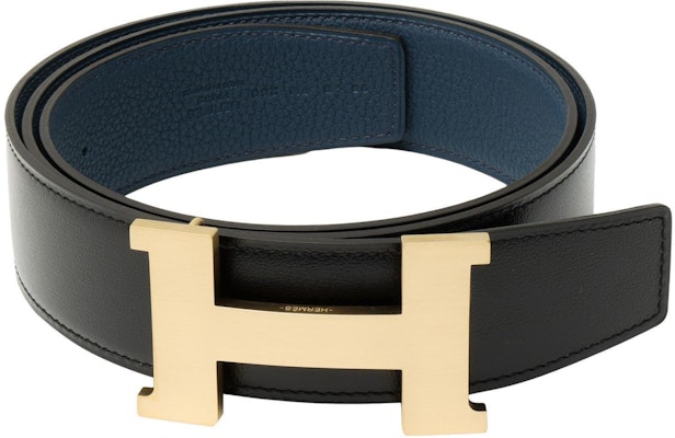 HERMES Constance Matte Gold Buckle Togo Leather Reversible Belt Black/Prussian Blue 3.8cm. H074562CUZ3-H077971CAAE095 Lookbook HERMES Constance Matte Gold Buckle Togo Leather Reversible Belt Black/Prussian Blue 3.8cm. H074562CUZ3-H077971CAAE095