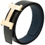 Shop HERMES Constance Matte Gold Buckle Togo Leather Reversible Belt Black/Prussian Blue 3.8cm. H074562CUZ3-H077971CAAE095
