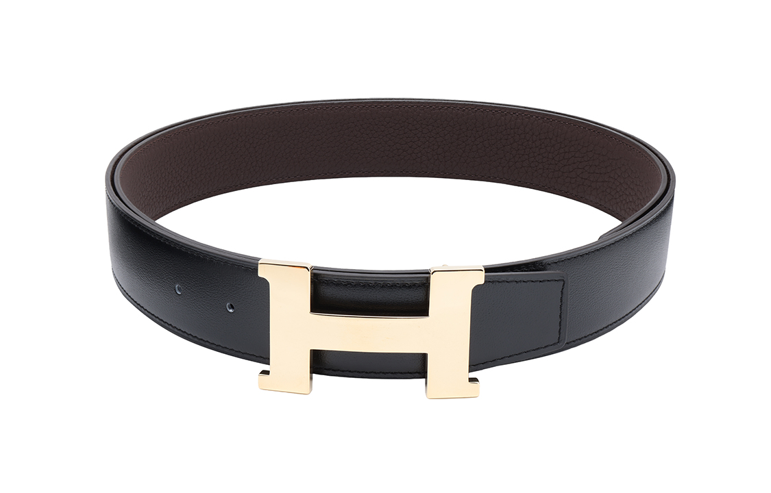 HERMES Constance Reversible Togo Leather Belt Black/Chocolate 3.8cm H074562CP2K-H077971CAAB