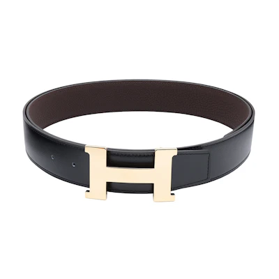 HERMES Constance Reversible Togo Leather Belt Black/Chocolate 3.8cm H074562CP2K-H077971CAAB