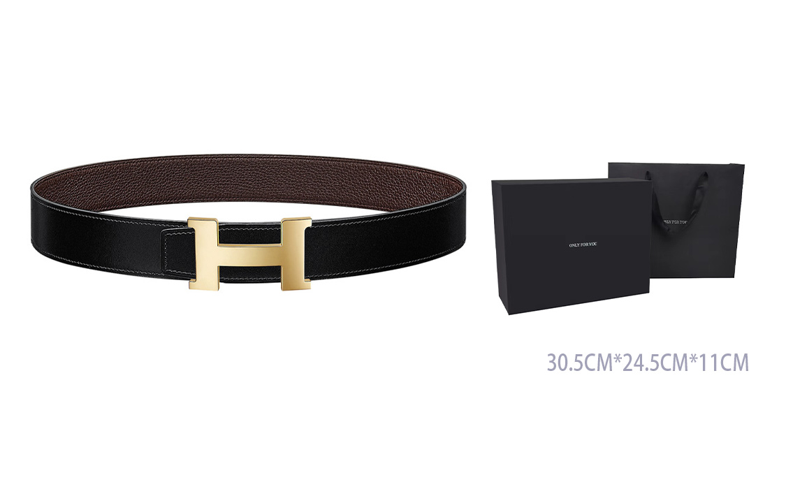 HERMES Constance Reversible Togo Leather Belt Black/Chocolate 38cm H074562CP2K-H077971CAAB-520