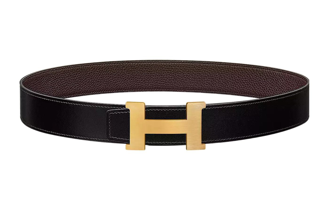 HERMES Constance Reversible Togo Leather Belt Black/Chocolate 38cm H074562CUZ3-H077971CAAB095