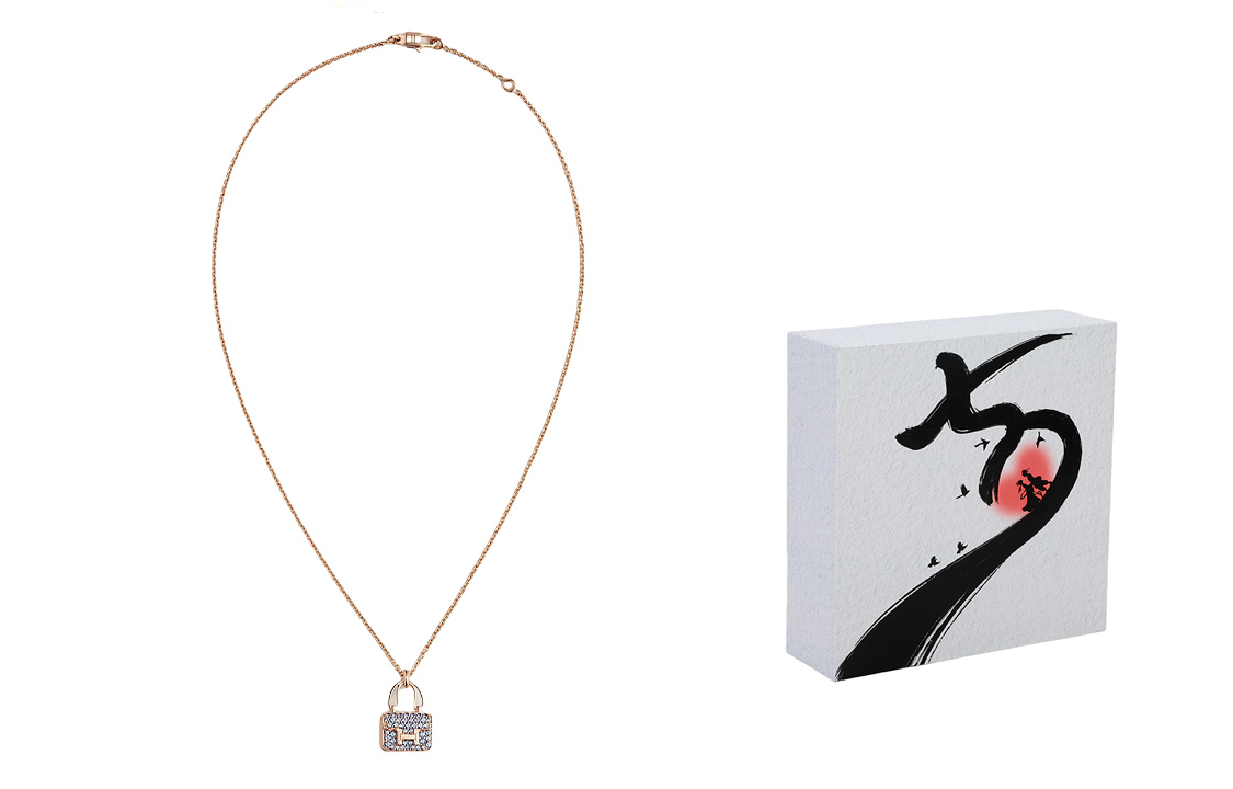 HERMES Constance Simple Fashion 18K Rose Gold Pendant Necklace Unisex Couple Necklace H121304B 圖 4