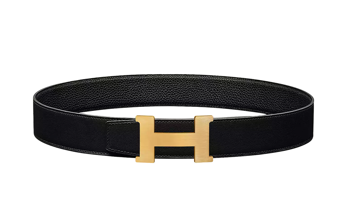 HERMES Constance Togo Leather Reversible Belt Gold Buckle Black 3.8cm H074562CUZ3 H075387CAAF080