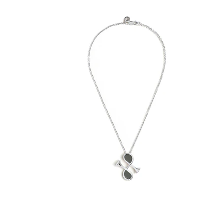 HERMES Cor H Pendant Necklace Silver Calfskin Palladium-Plated Unisex H500080FK0L