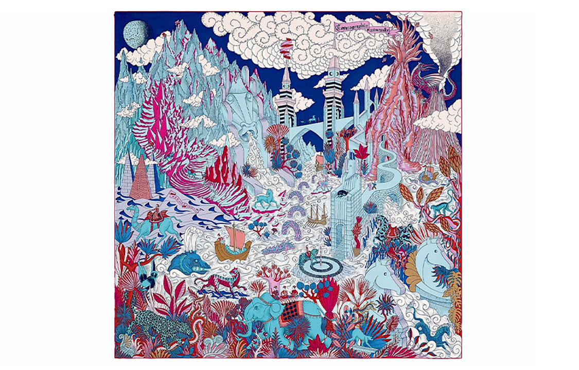 HERMES Cosmos Map Silk Scarf Purple. H003365S-05 圖 2