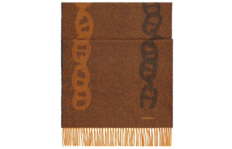 HERMES CrazyChain Brown Orange Pig Nose Scarf H393781T-03 圖 2