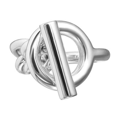 HERMES Croisette Thick 925 Silver Ring Unisex Couple Design. H104587B-000