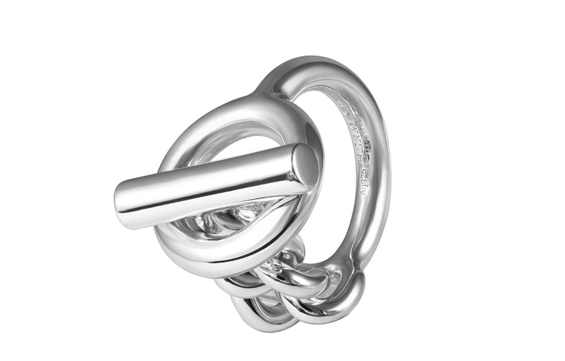 Lookbook 愛馬仕 Croisette 925純銀厚版戒指 中性情侶設計 H104587B-000