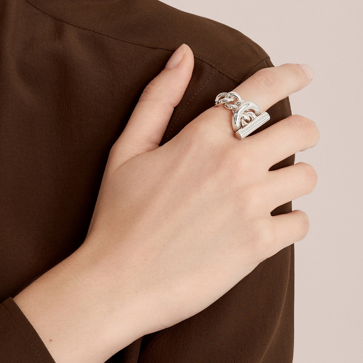 Purchase 愛馬仕 Croisette 925純銀厚版戒指 中性情侶設計 H104587B-000