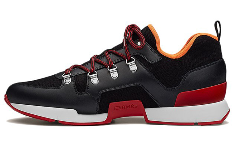 HERMES Défi Knit and Calfskin Sneakers 'Black'