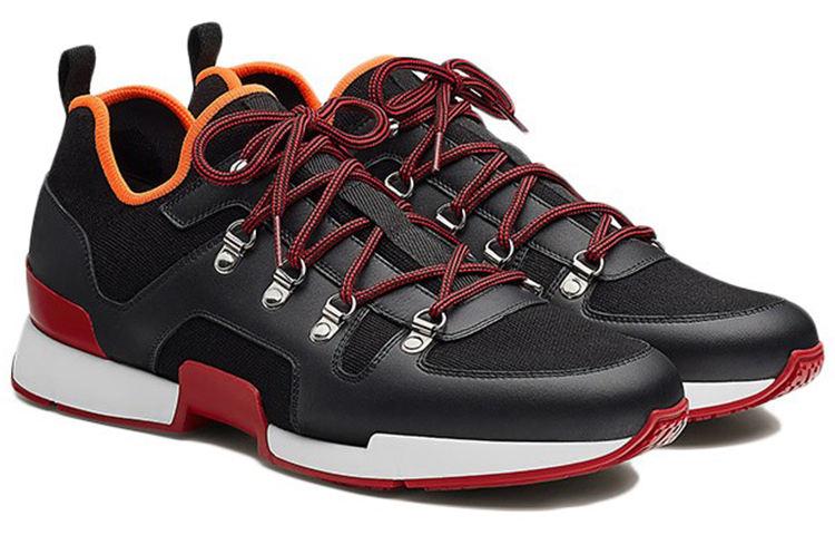 HERMES Défi Knit and Calfskin Sneakers 'Black' 圖 4