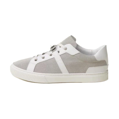 HERMES Day Canvas Low-Top Lace-Up 'Grey White'