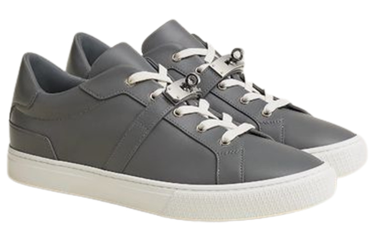 Order HERMES Zapatillas Bajas de Cuero con Cordones 'Gris' H212901Z-H67