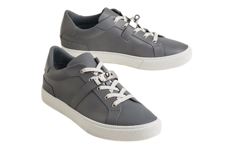 Lookbook HERMES Zapatillas Bajas de Cuero con Cordones 'Gris' H212901Z-H67