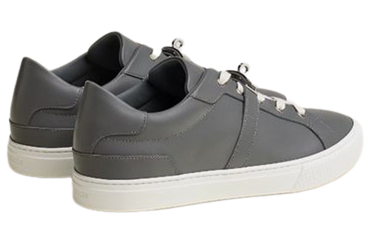 Shop HERMES Zapatillas Bajas de Cuero con Cordones 'Gris' H212901Z-H67