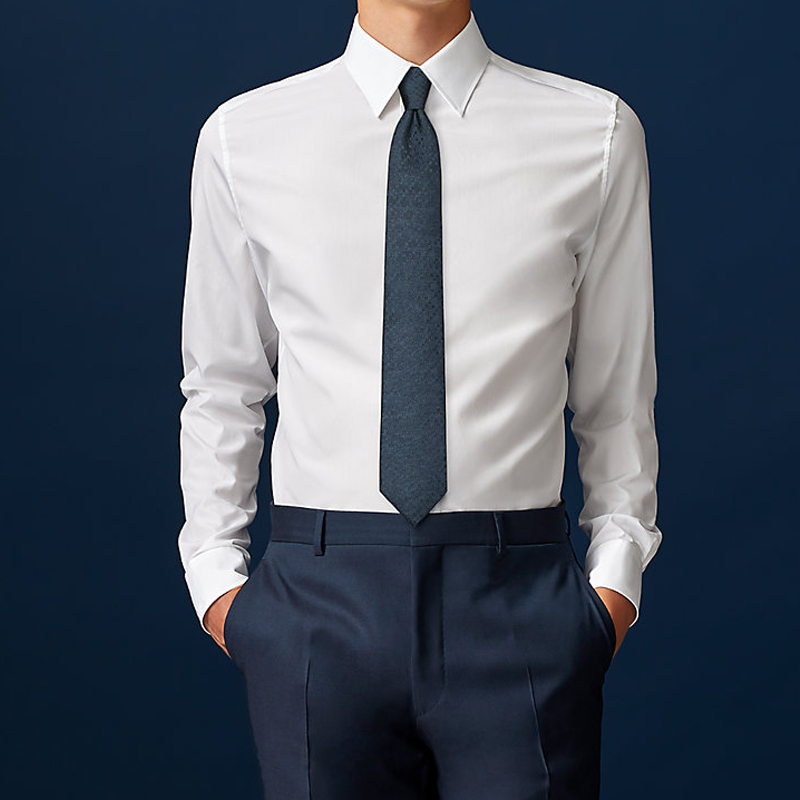 HERMES Deep Blue Diamond Pattern Silk Tie H036201T-02 圖 4