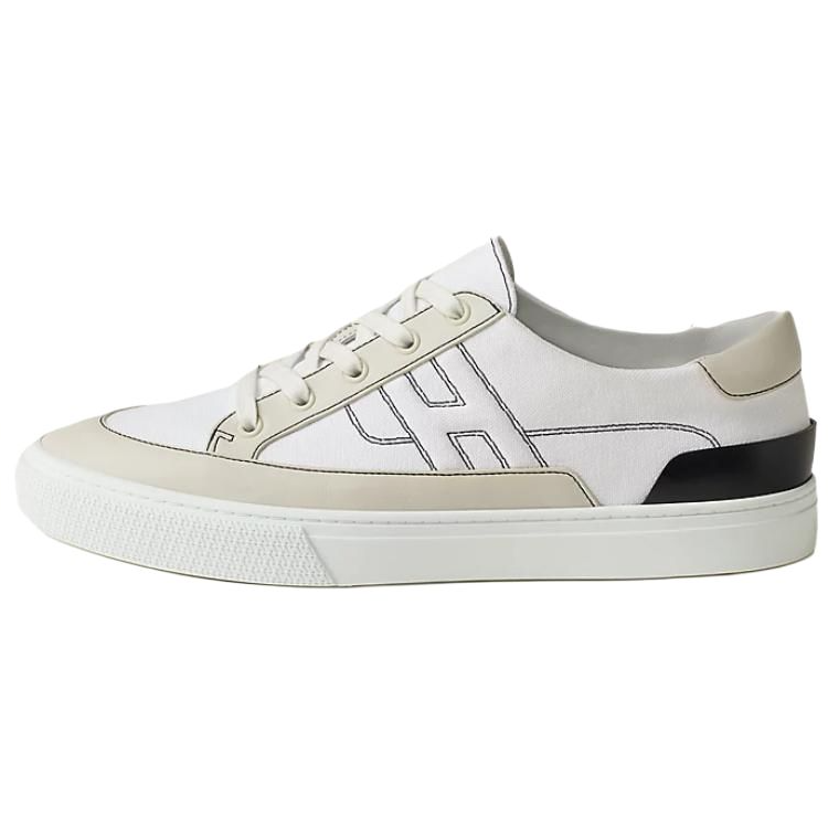 HERMES Deep Low-Top Calfskin Leather Sneakers Off-White. H241852Z H90