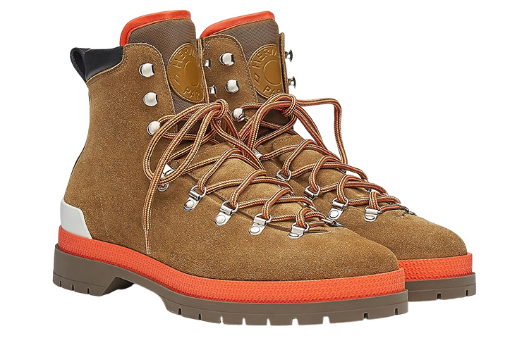 Order HERMES愛馬仕 Denivele 绒面系带時尚短靴 棕色