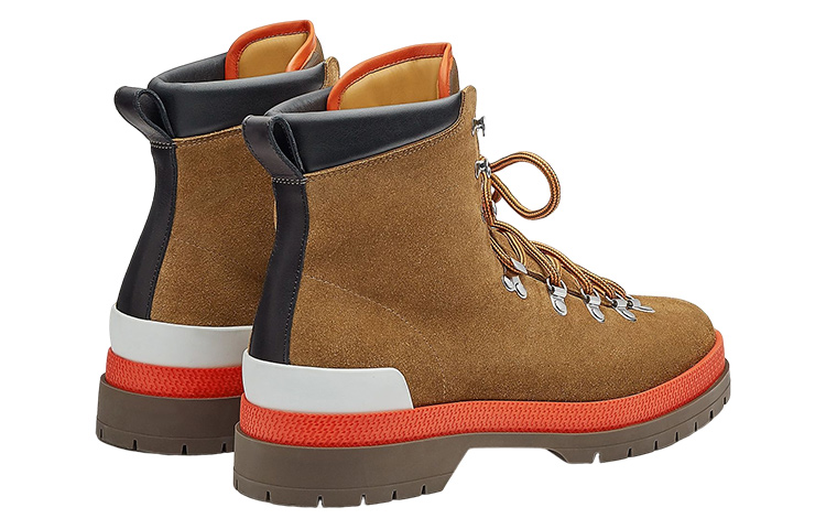 Shop HERMES愛馬仕 Denivele 绒面系带時尚短靴 棕色