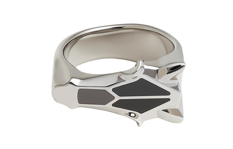 HERMES Destrier Lacquered Stainless Steel Silver Ring for Men. H077346FJAA58
