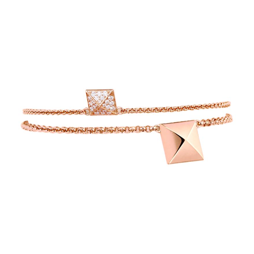 Shop HERMES Gelang Emas Rose Diamond Segi untuk Unisex & Pasangan Perhiasan Emas H223408B 0016
