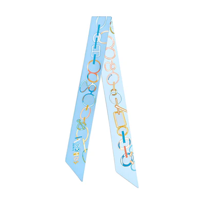 HERMES Do Re Boucles Twilly Scarf Sky Blue Unisex Couple Design. H063951S-04